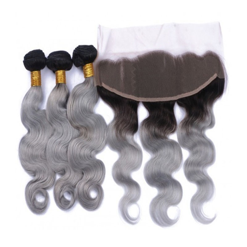 Colored  weft Human Virgin Hair  Body Wave  Extension  Bundles with Lace Closure YL309